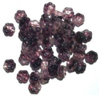 50 8mm Marble Crystal & Amethyst Flower Beads